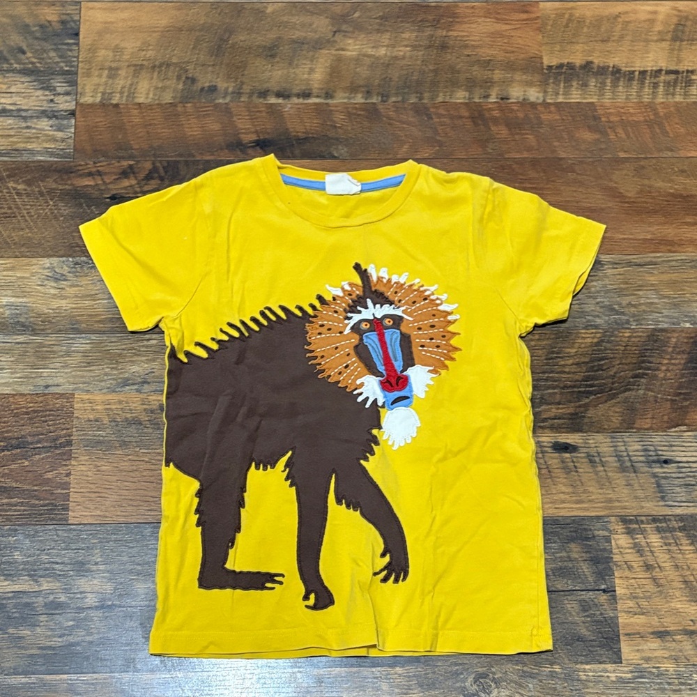 Mini Boden Bright Yellow‎ Baboon Tee